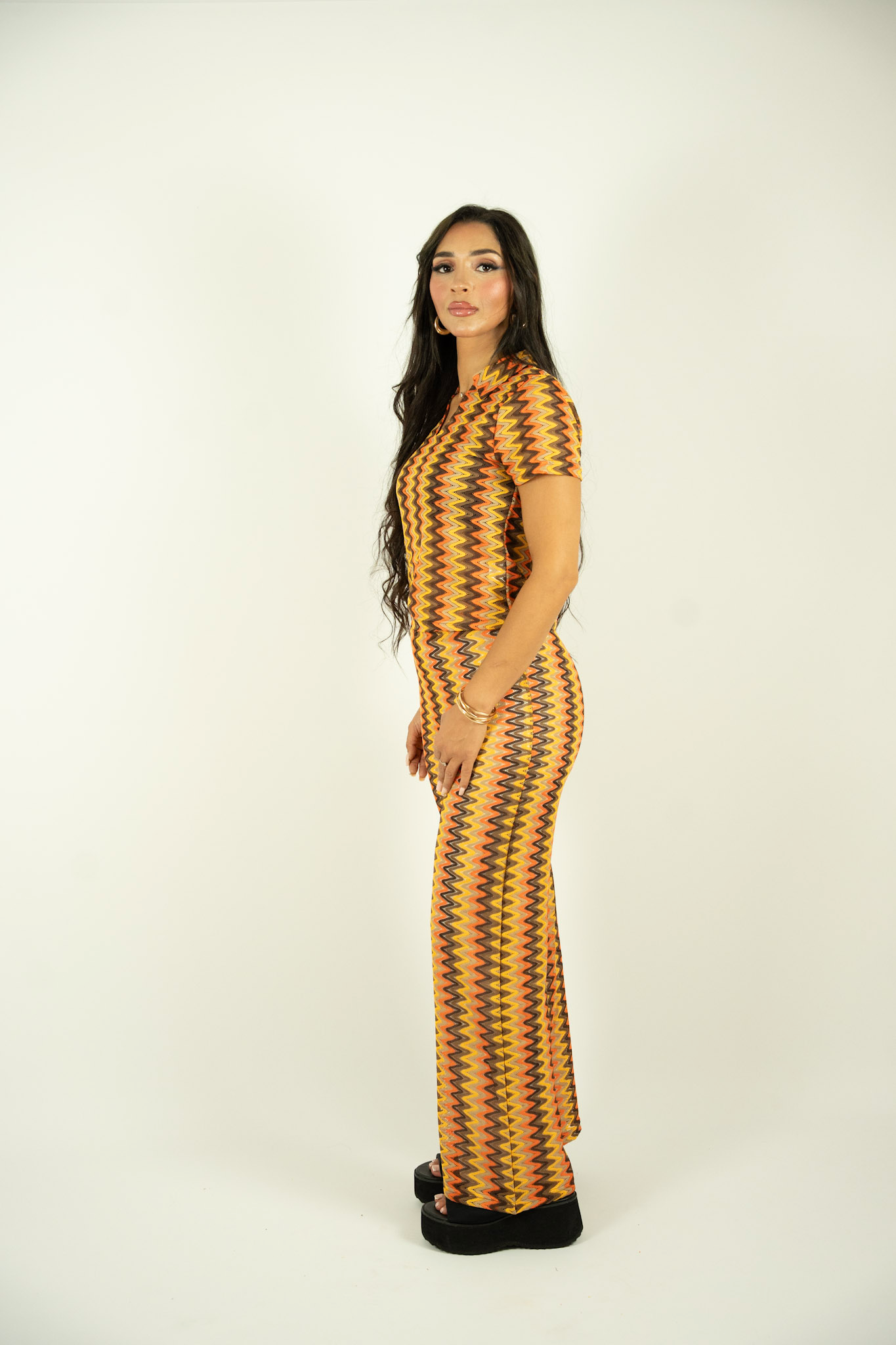 Ensemble imprimé rayé multicolore