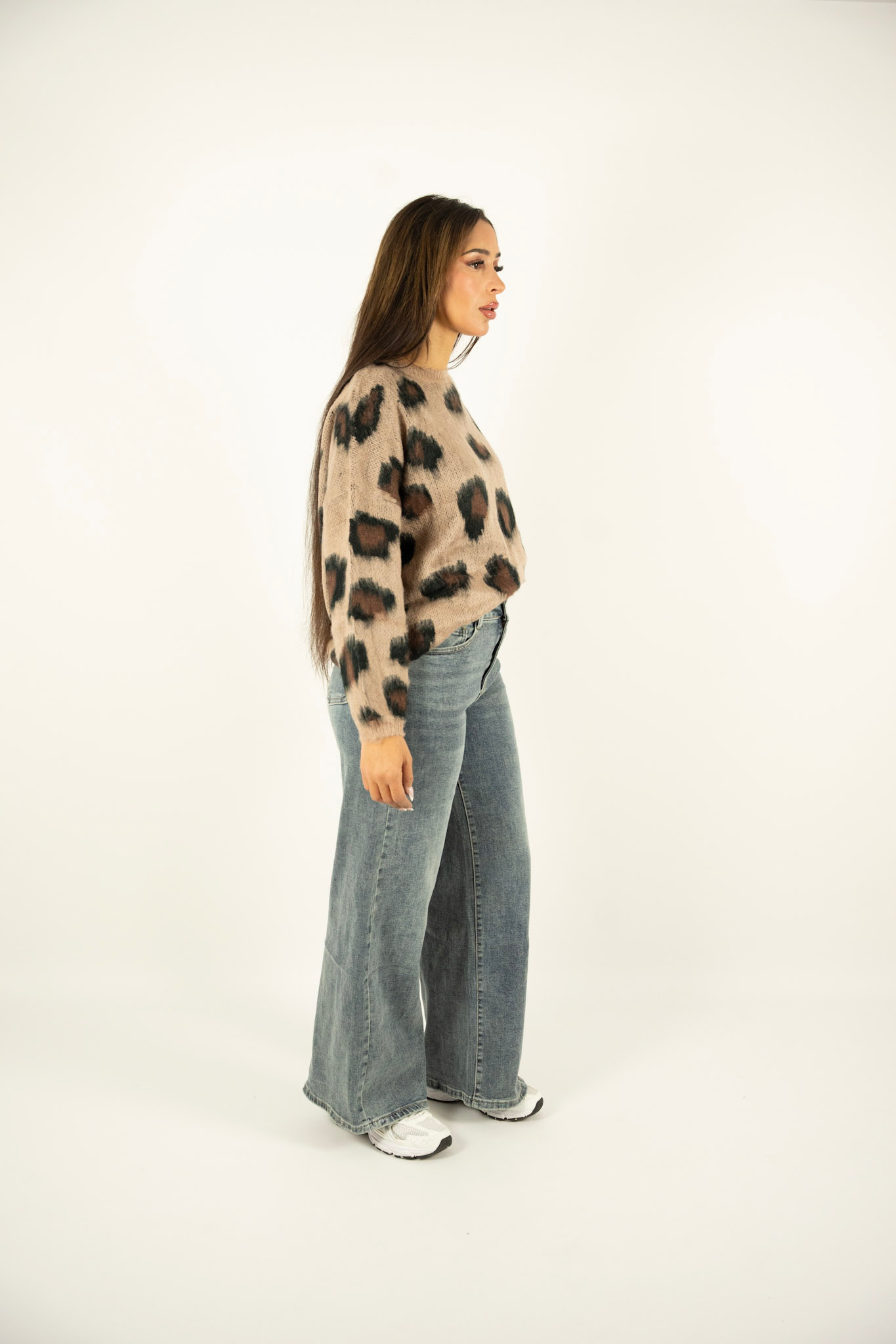 Pull motif léopard – Beige & Marron