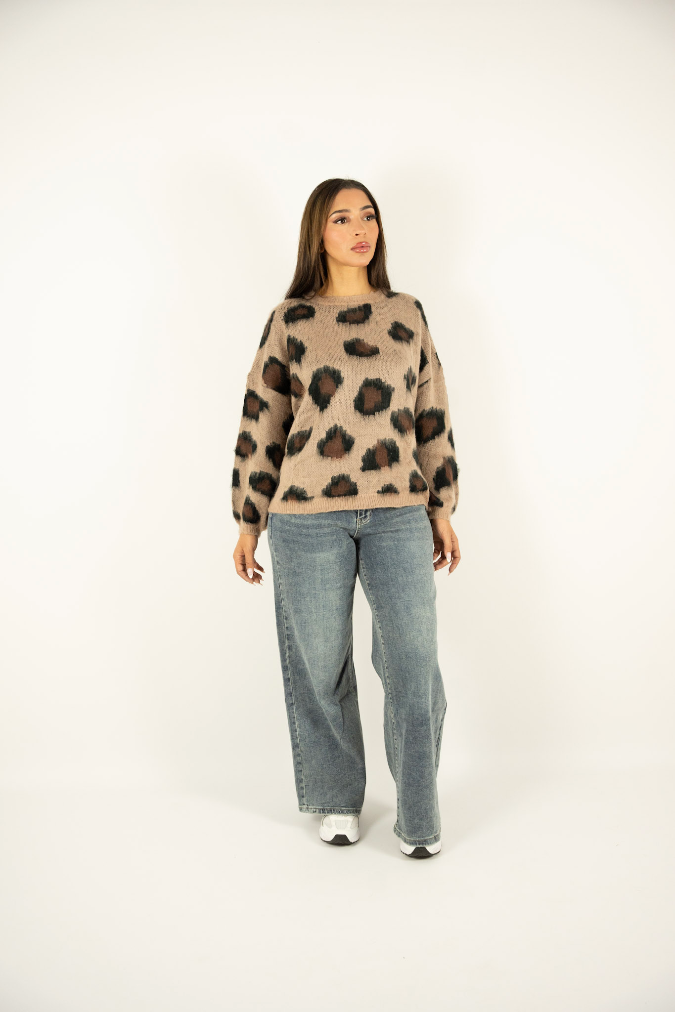 Pull motif léopard – Beige & Marron