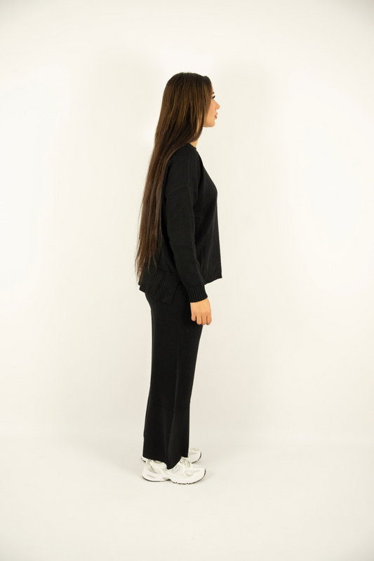 Ensemble en maille noir – Pull & Pantalon large