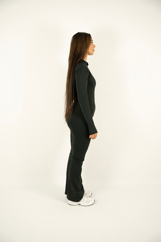 Ensemble noir – Veste zippée & Pantalon flare