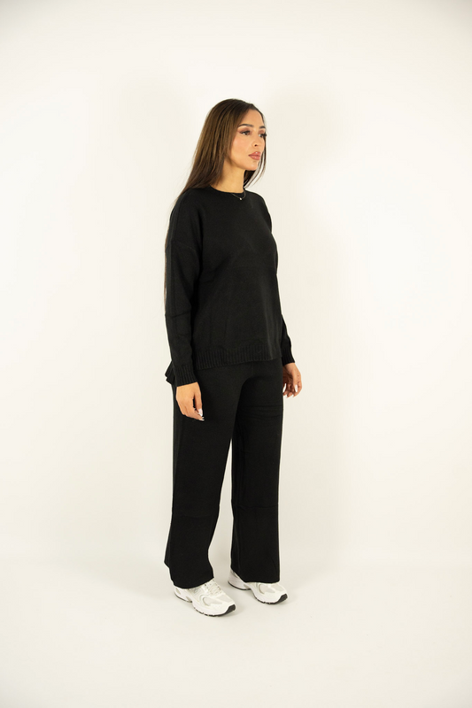 Ensemble en maille noir – Pull & Pantalon large